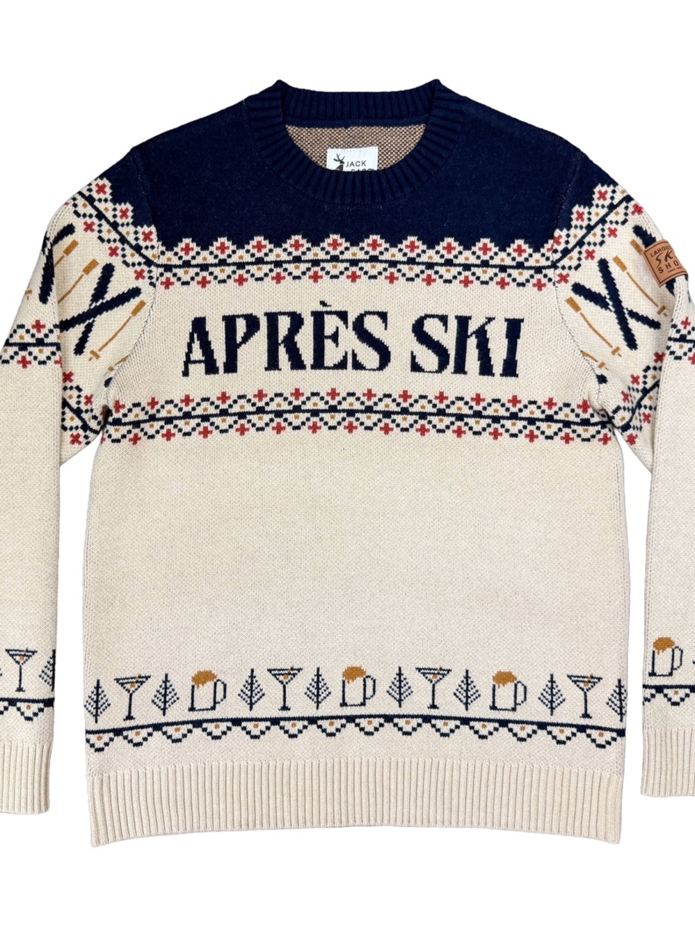 Jack + Sage 'Après Ski' Cream & Navy Crewneck Sweater